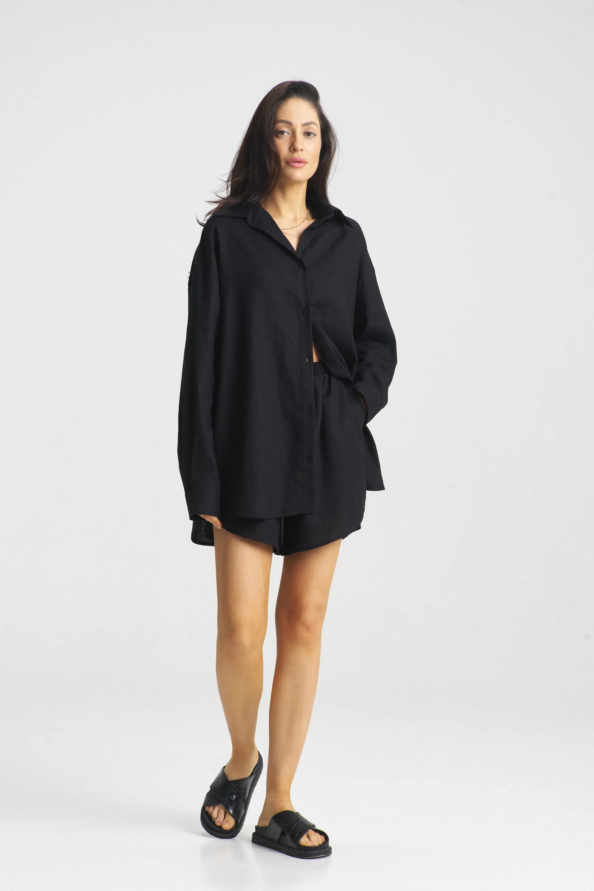 Костюм лён с шортами Black