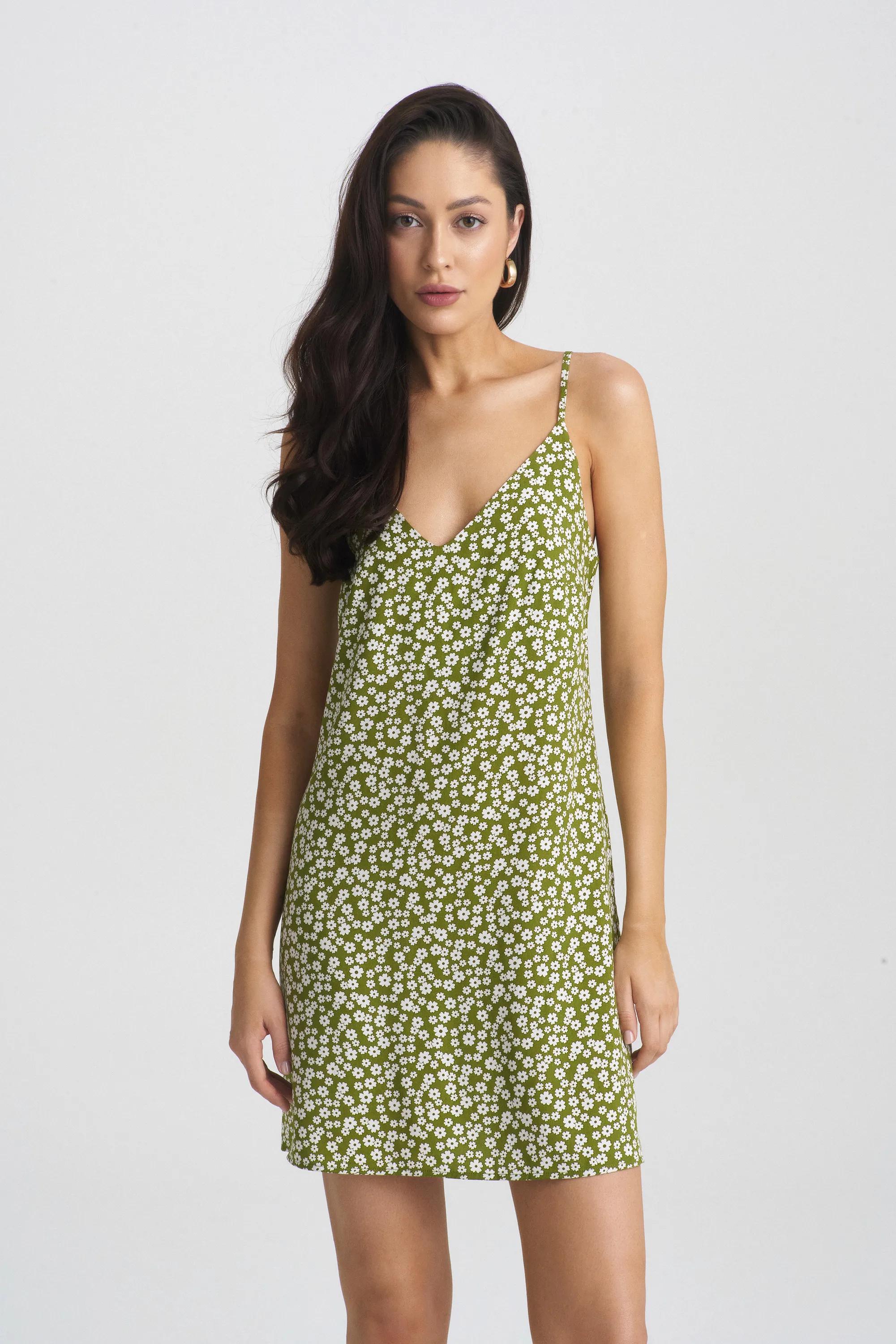Платье мини на регулируемых бретелях Floral Green