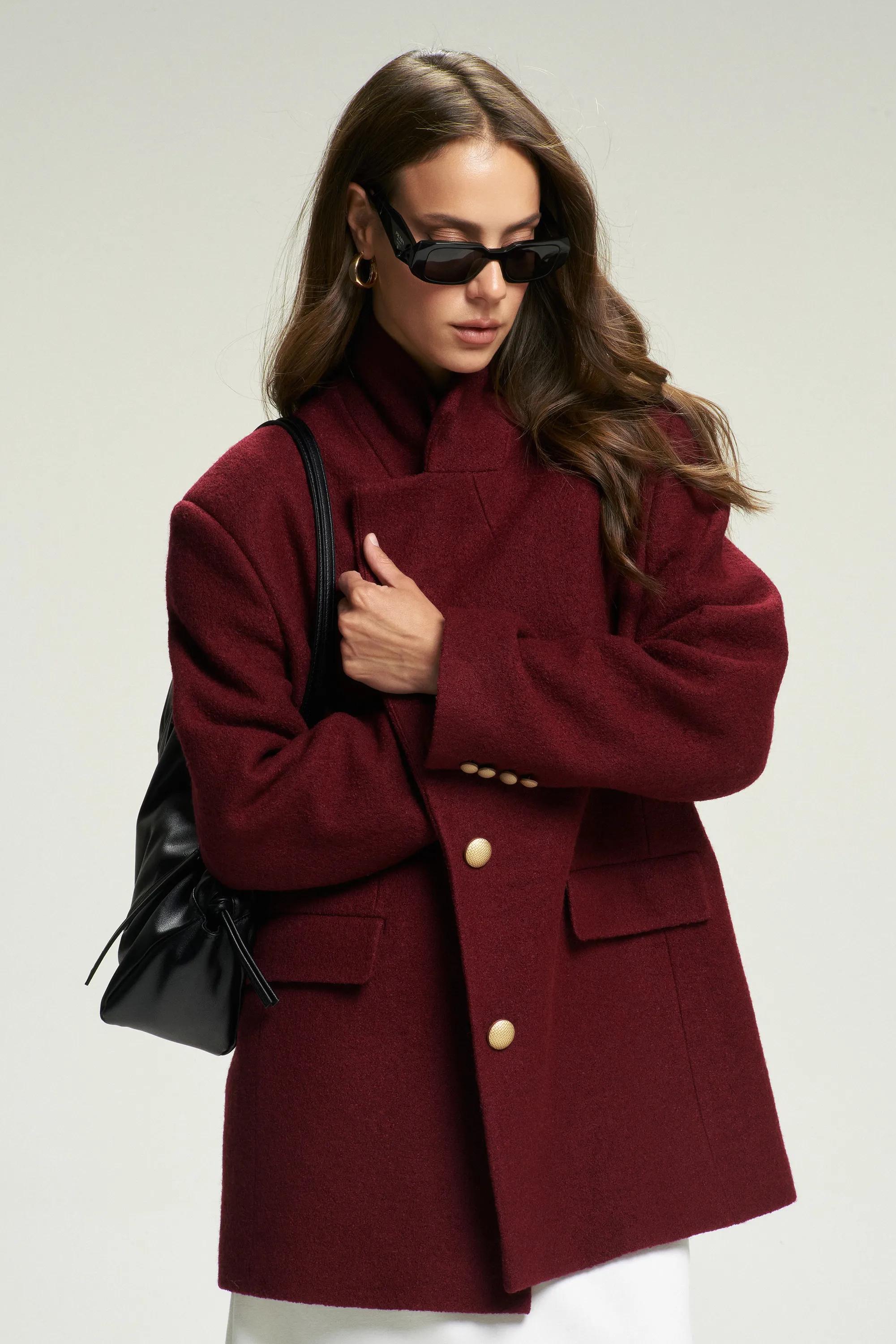 Пальто-жакет из вареной шерсти Wine
