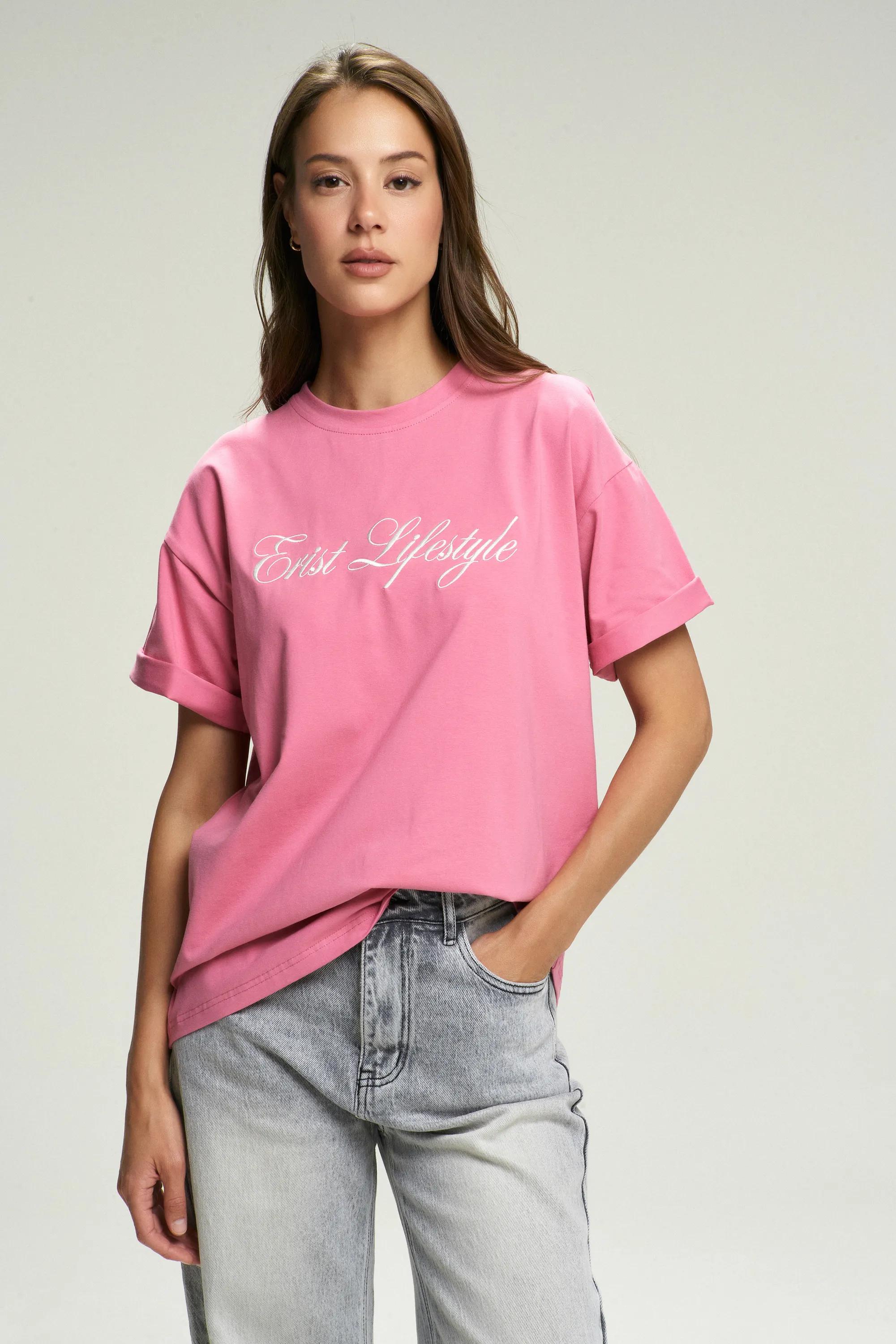 Футболка с вышивкой ERIST Pink